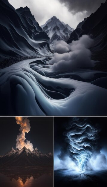 A series of photos with the word smoke on them