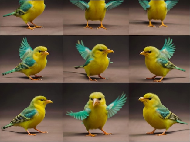 a series of pictures of birds with different colors and colors