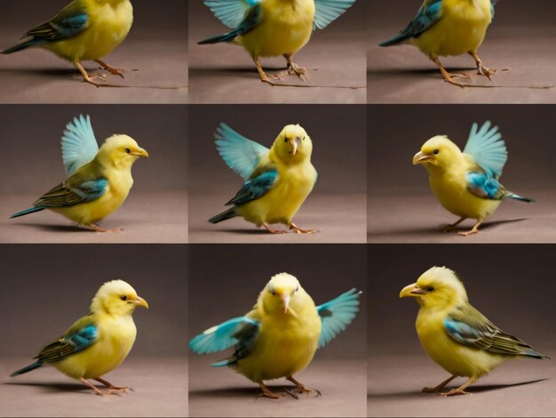 a series of pictures of birds with different colors and different colors