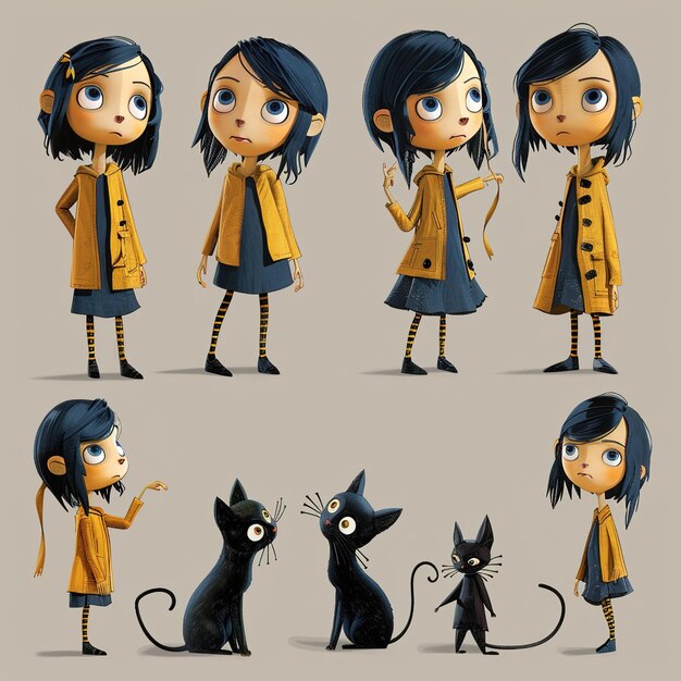 a series of pictures of a girl and a cat