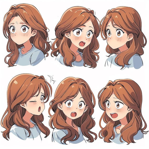 a series of pictures of a girl with different expressions