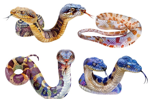 a series of pictures of a snake and snake