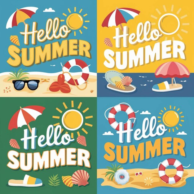 Photo a series of pictures of summer beach summer summer summer and summer