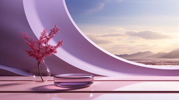 A series of pink interiors with decorative elements