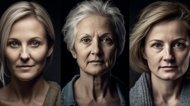 A series of portraits of women from the age of 50