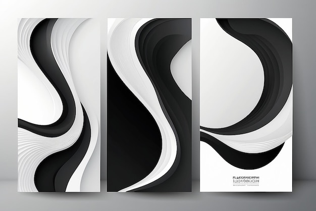 a series of three different black and white posters