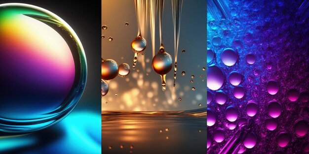 Серия из трех изображений с генеративным ИИ разных цветов