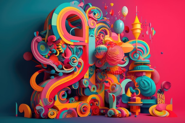 Photo a series of whimsical psychedelic lettering and typography designs