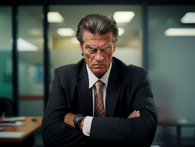 Photo serious and angry young businessman