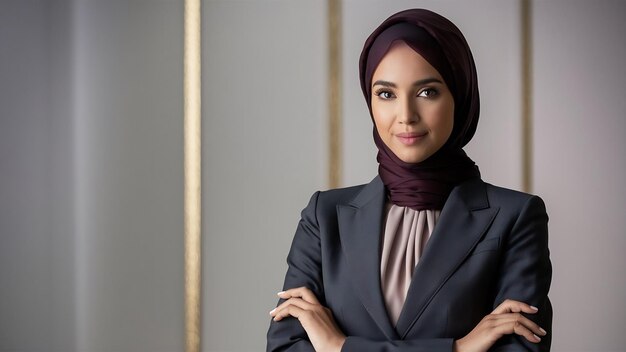 Serious beautiful muslim successful businesswoman portrait