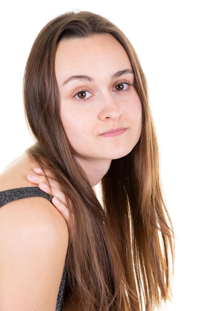 Serious beautiful portrait young woman teenager