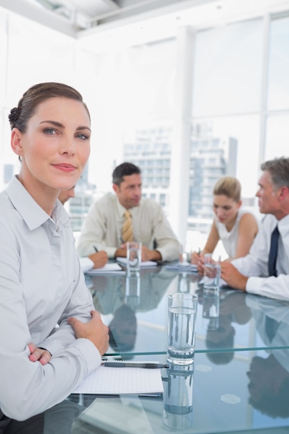 Serious businesswoman in a meeting