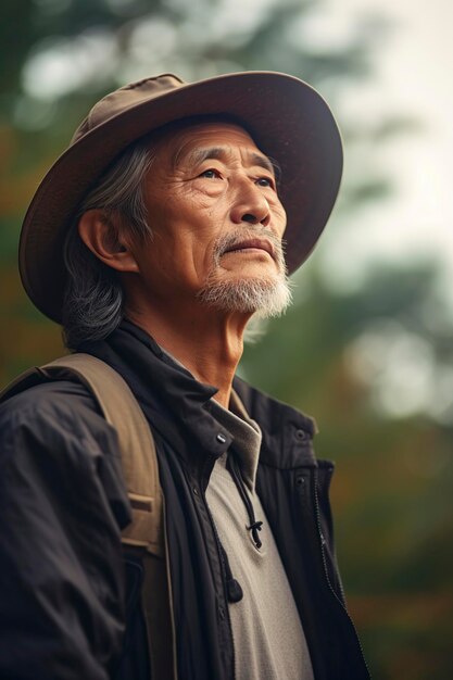 심각한 아시안 남자가 하루를 고려하고 있습니다.