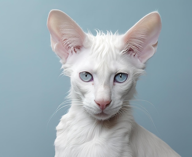 Serious white cat isolated