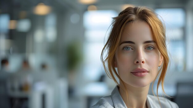 Serious Woman in Office Setting Generative AI