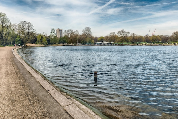 The Serpentine recreational lake in Hyde Park London England UK