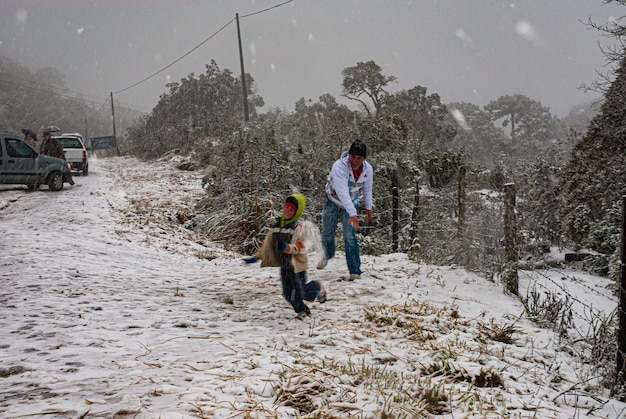 Serra de Santa Catarina, zuidelijke regio van Brazilië, een van de grootste sneeuwfenomenen ooit in zijn geschiedenis.