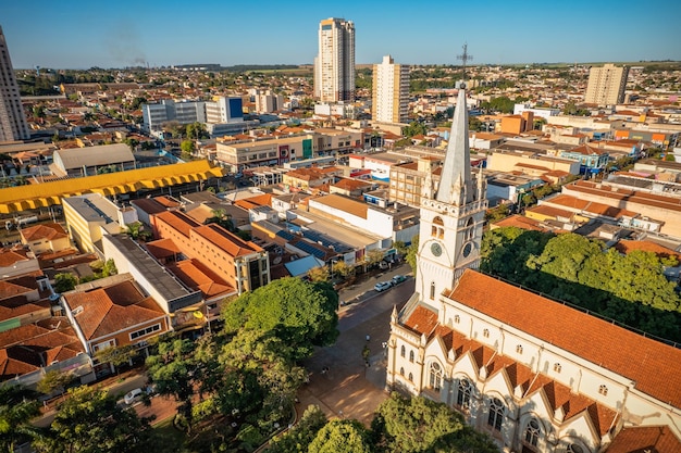 Sertaozinho Sao PauloBrazilië Circa juni 2022 Luchtfoto van het stadscentrum van Sertaozinho