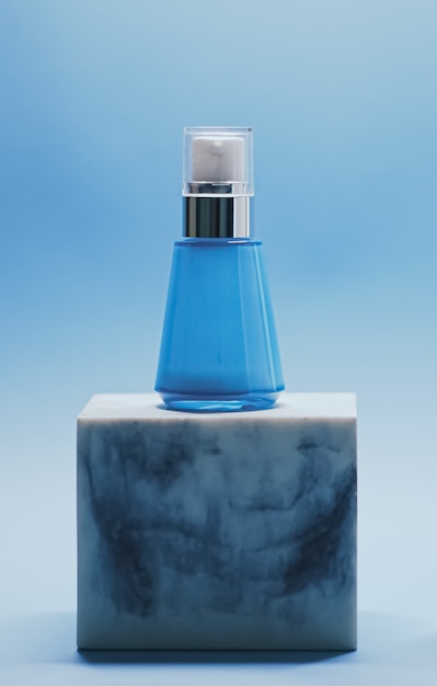 Serum bottle on blue background luxury skincare products beauty and cosmetics