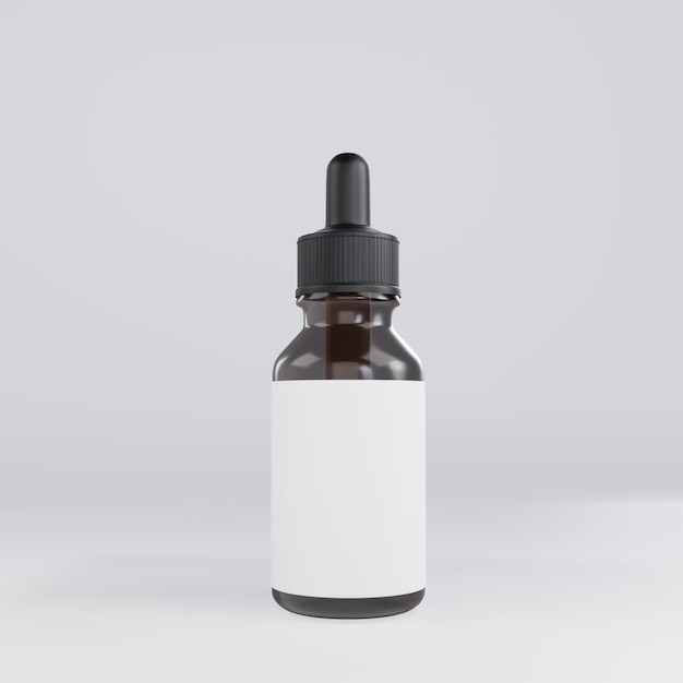 serum glass bottle with medicine dropper 3d rendering