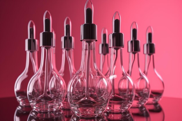 Serum in glass dropper bottles Created with generative AI technology