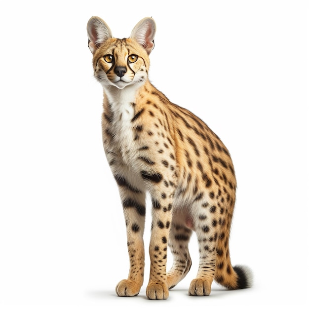 serval full body on white background