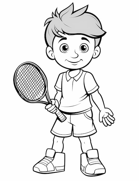 Photo serve it up coloring page of a young tennis pro serving precision