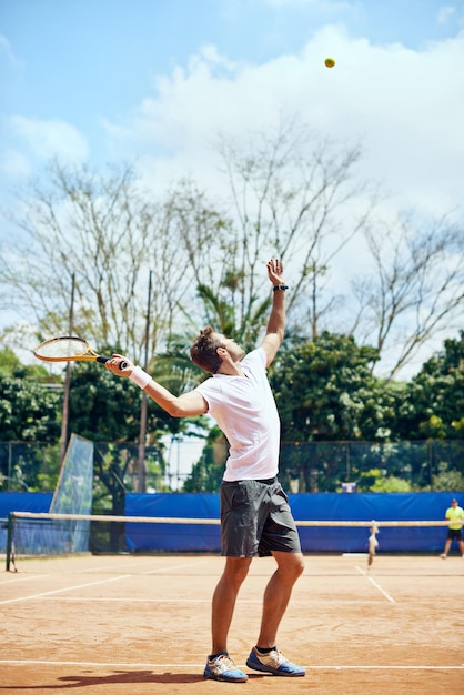 The serve Shot of a tennis player serving