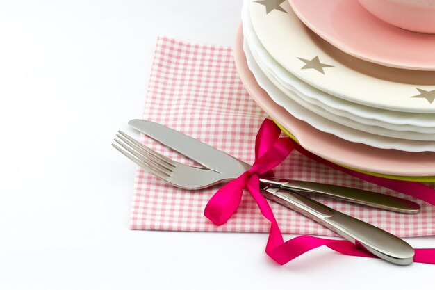 Served table with plates and cutlery