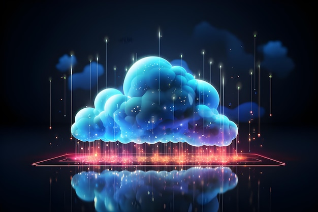 Foto soluzione di concetto di archiviazione dei dati del cloud del server tecnologia dell'infrastruttura del computer di backup del database web