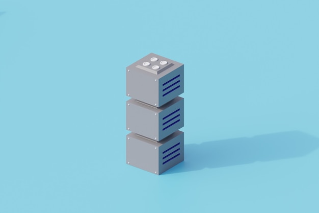 Photo server database single isolated object. 3d rendering