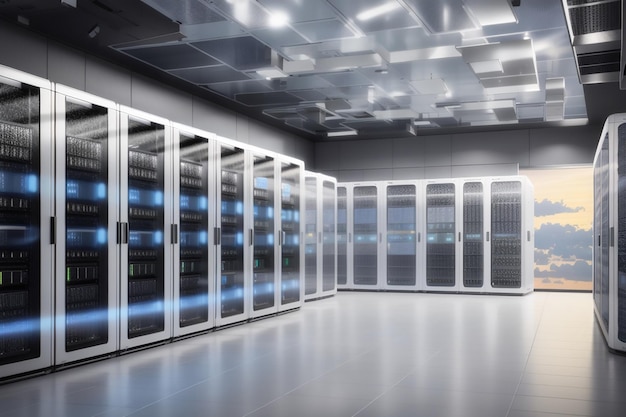 Foto server in datacenter cloud computing archiviazione dati rendering 3d