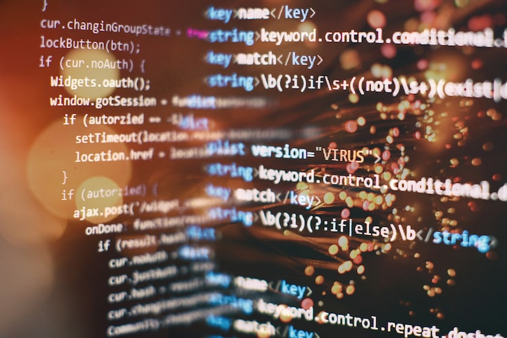Photo server logs analysis. closeup developing programming and coding technologies. developer working on web sites codes in office.