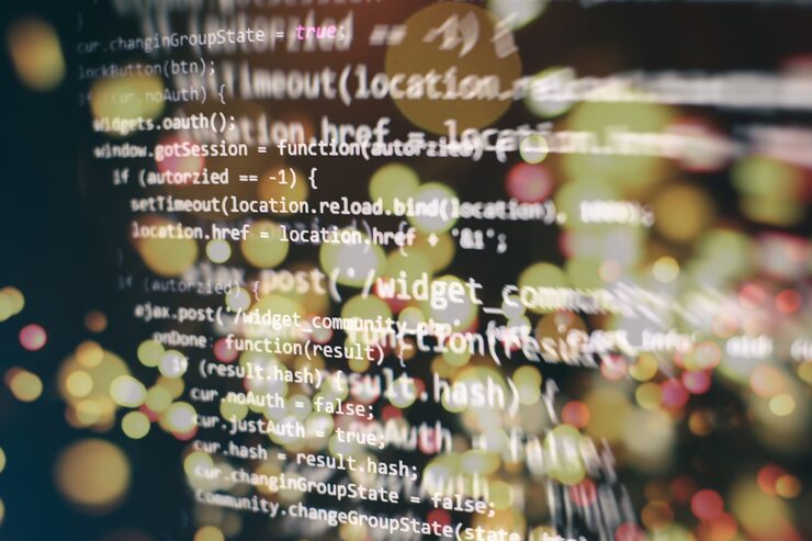 Photo server logs analysis. closeup developing programming and coding technologies. developer working on web sites codes in office.