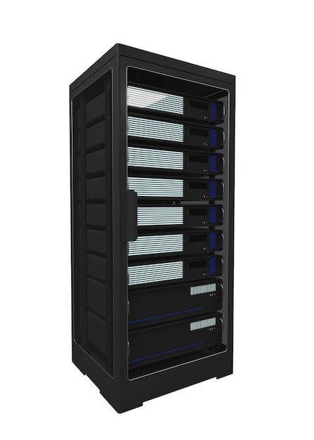 Server rack server met witte achtergrond 3d illustratie