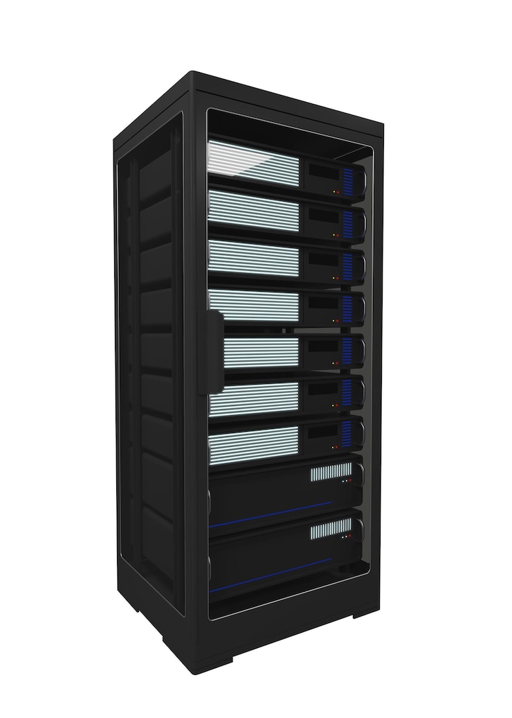 Photo server rack server with white background 3d illustration