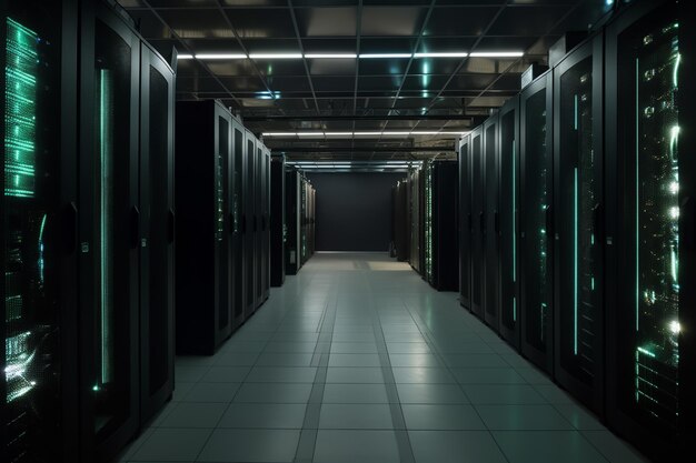 写真 データセンターのコンピュータネットワークルームのサーバーラック