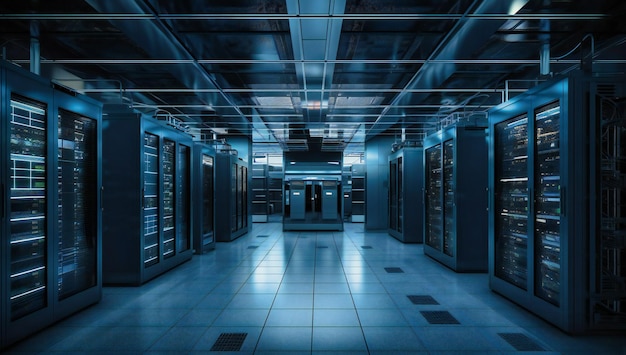 Server racks inside an industrial datacenter