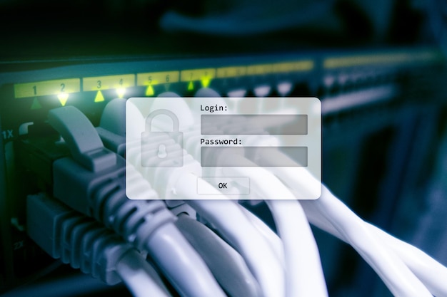 Server room login and password request data access and security