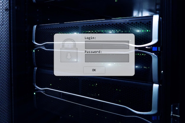 サーバールームのログインとパスワード要求のデータアクセスとセキュリティ