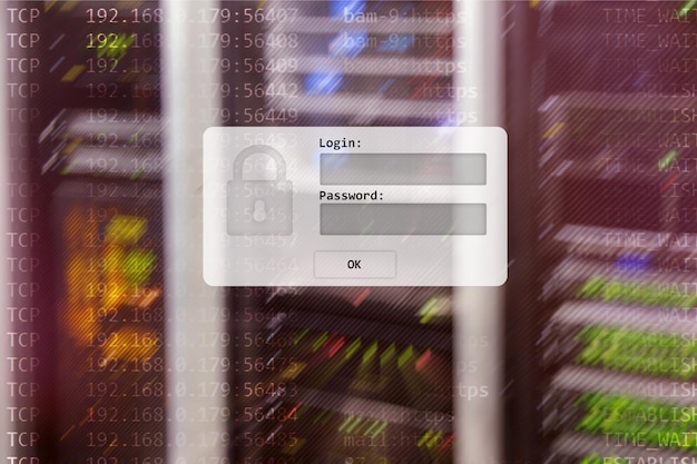 Foto accesso alla sala server e password per richiedere l'accesso ai dati e la sicurezza
