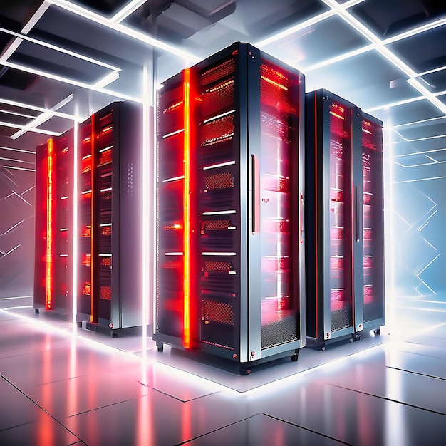 호스트 PC를 위한 디지털 서버 캐비을 갖춘 서버  데이터 관리 및 저장