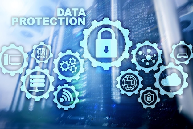 Servergegevensbeschermingsconcept Veiligheid van informatie van virus cyber digitale internettechnologie