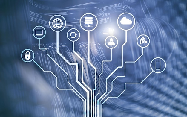 Serverruimte ICT informatie communicatietechnologie draadloze internetverbinding big data processing center IOT internet of things