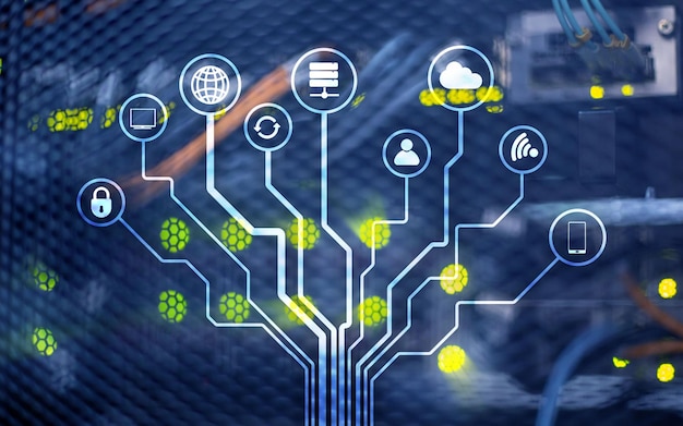 Serverruimte ICT informatie communicatietechnologie draadloze internetverbinding big data processing center IOT internet of things