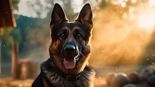 A Service dog of the German Shepherd breed in a police uniform Police dog Sniffer Dog Generative Ai