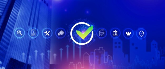 service quality assurance management guarantee check mark for business automation process service guarantee clients service certification online shopping financial ecosystem