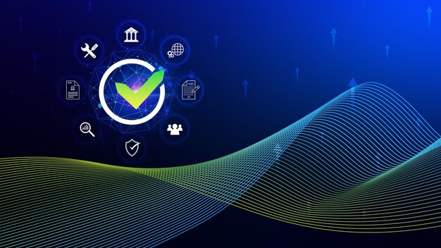 service quality assurance management guarantee check mark for business automation process service guarantee clients service certification online shopping financial ecosystem