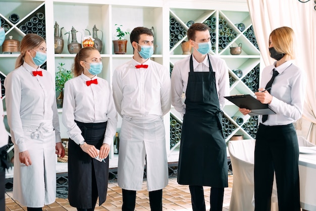 The service team of a restaurant