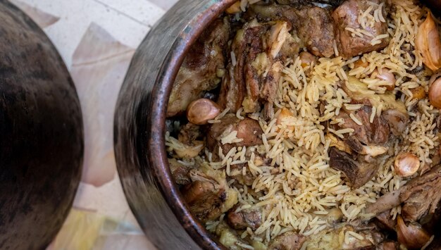 Serving arabic traditional food for family gathering fot iftar